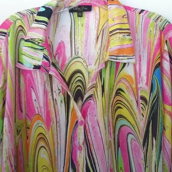 Melissa Paige Pshycadelic Design 1970 Inspired Button Down Shirt. - Picture 2 of 7